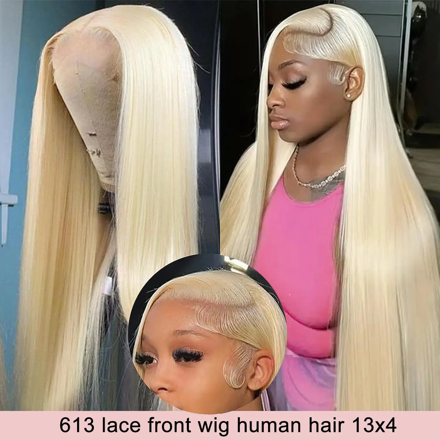 13x4 13x6 HD Transparent Full Frontal Lace 613 Blonde Colored Straight Human Hair Wigs Lace Front Wigs For Women 34 Inches