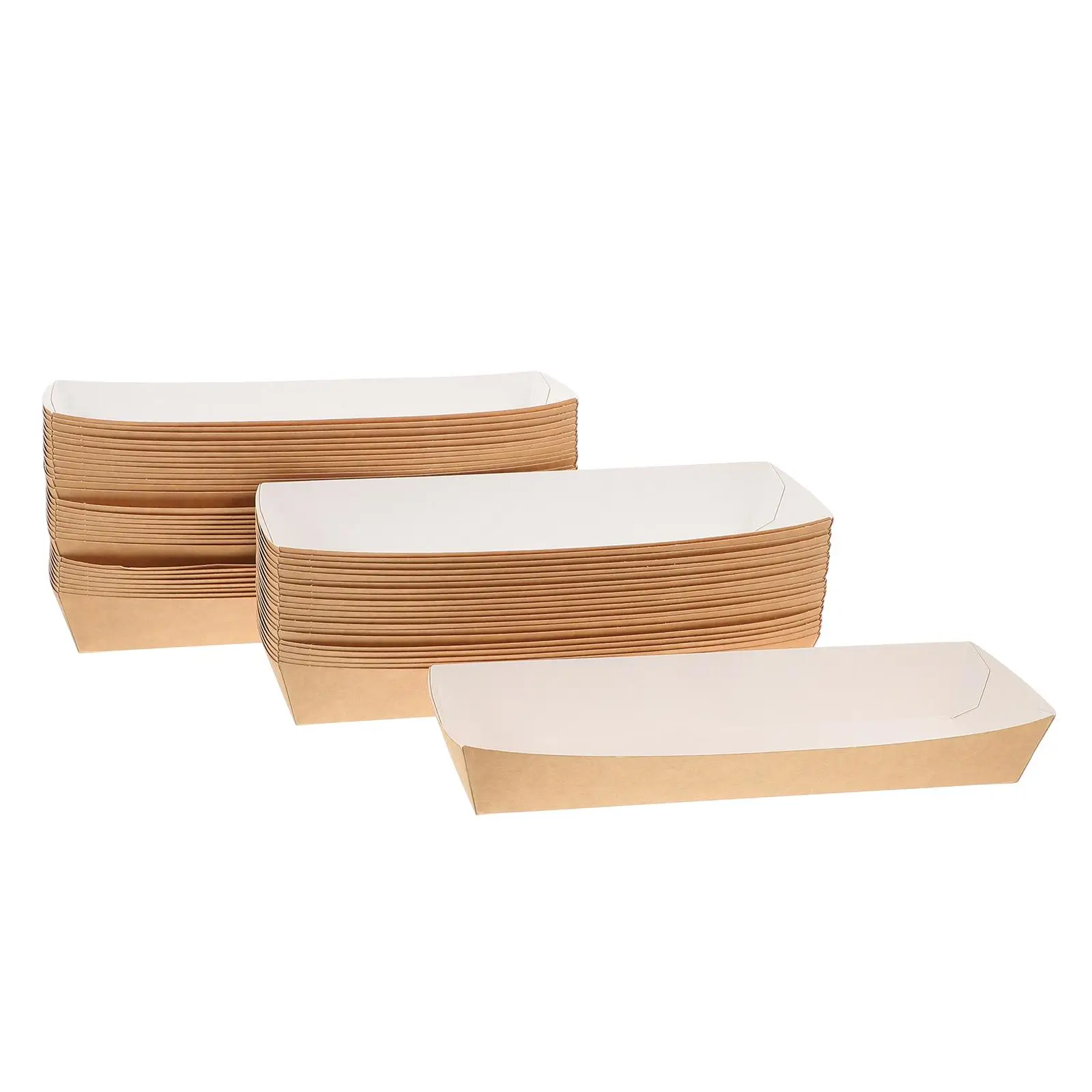 50pcs Disposable Paper Sandwich and Hot Dog Boxes, Kraft Food Boat Trays for Takeout, P... - SKU DPSB1803 - UGI Packaging