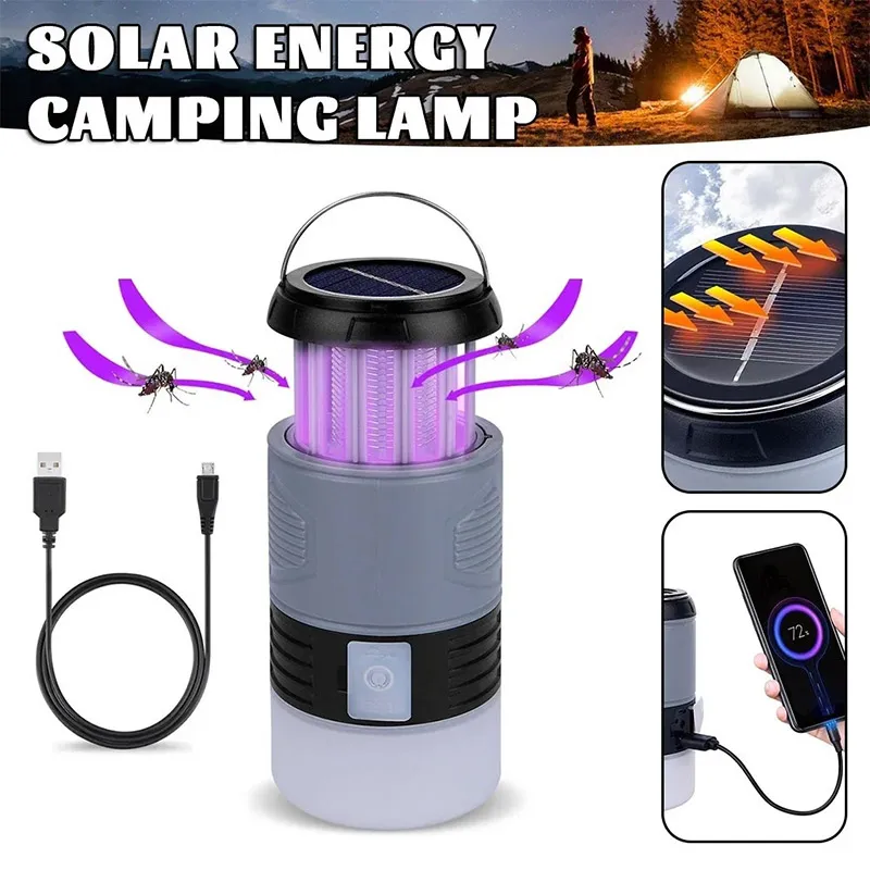 Portable USB Rechargeable Solar Mosquito and Insect Zapper with UV Light