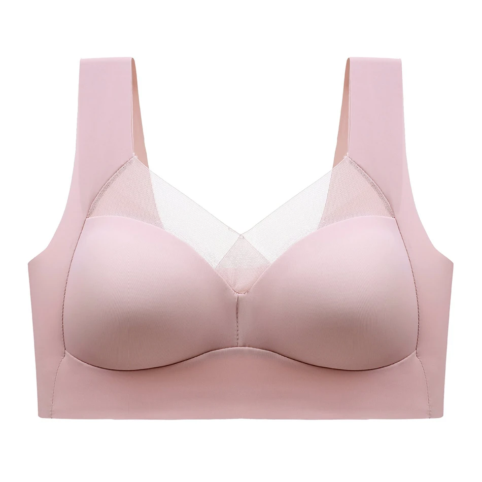 Ergonomic Women Plus Size Seamless Sports Bras Breathable Ice Silk No Underwire Built in Soft Padded Cups for Ultra Comfortable 3