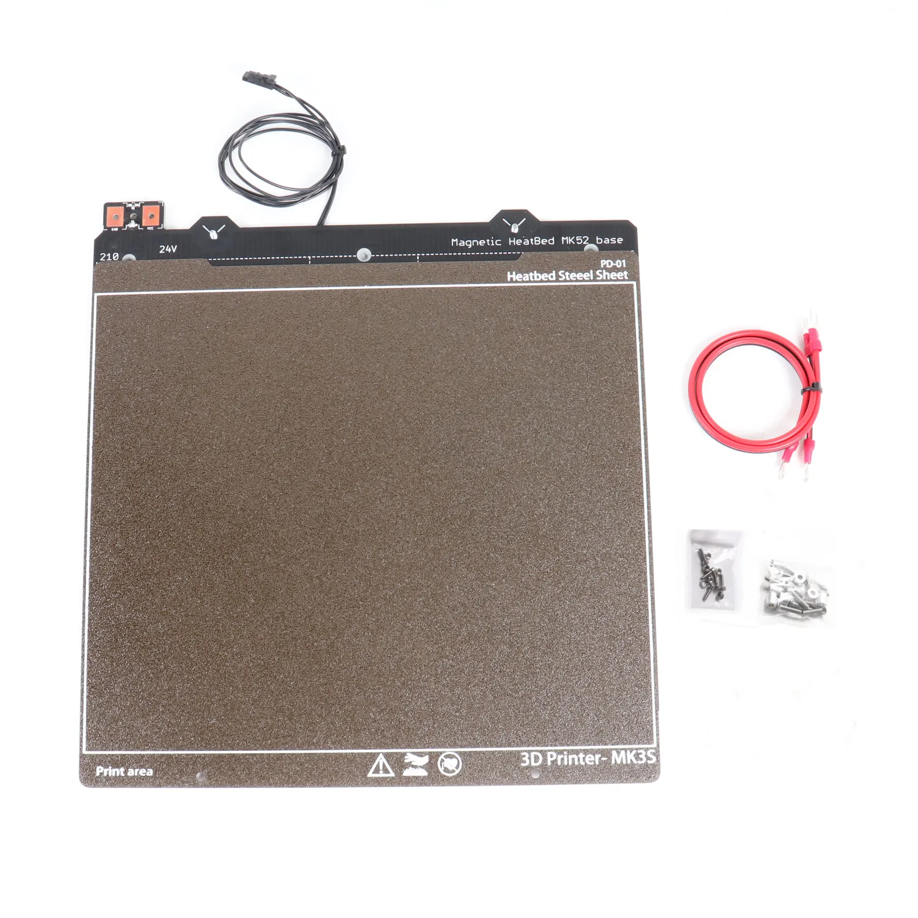 

Prusa i3 MK2S MK3 MK3S MK3S+ 3D Printer Magnetic MK52 Hot Bed 12/24V Assembly Steel Sheet and Double-sided PEI Sheet Heat Bed