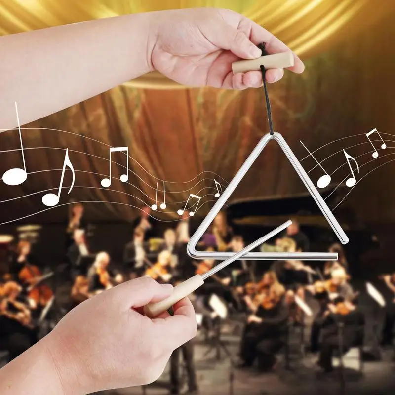 Music Triangle Instrument Steel Music Hand Instrument Steel Triangle Percussion Bell With Strikers For Rhythm Education