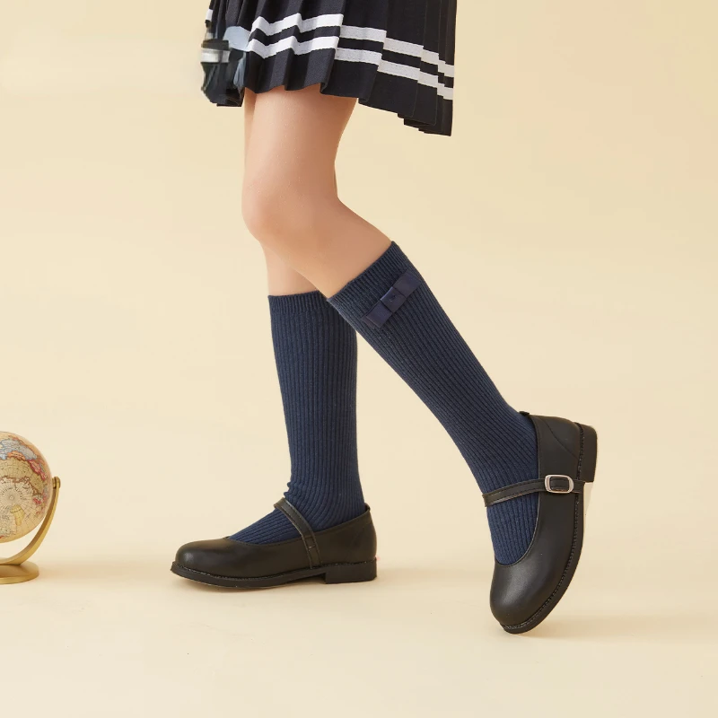 Fashion Cotton Women Knee High Socks Solid Color Long Socks Preppy Style Solid Color Knee Socks
