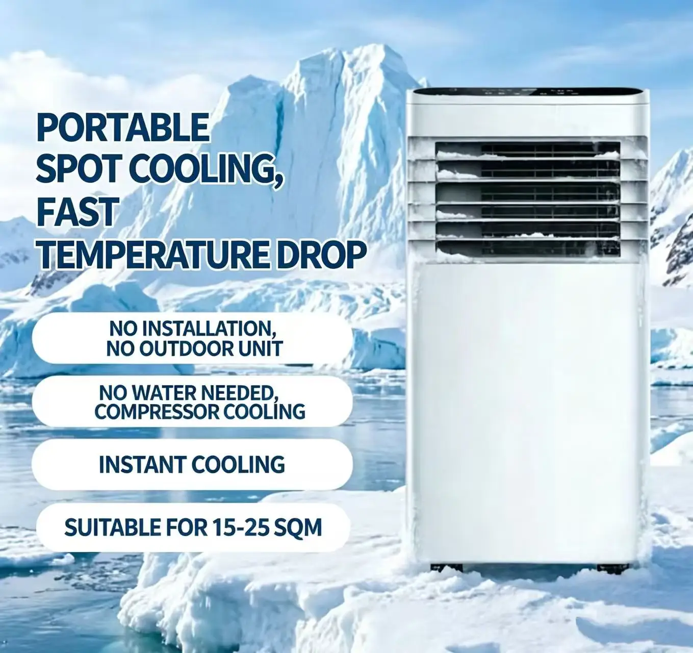 Condizionatori d'Aria Portatili 3 in 1, Climatizzatore Portatile con Deumidificatore, Condizionatore da Pavimento per Casa