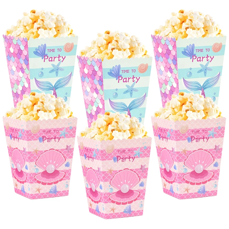 Meerjungfrauen-Popcornboxen, kleine Meerjungfrauen-Babyparty-Deko, Kindergeburtstags-Partyzubehör, Unterwasser-Dekoration, Mädchen-Geburtstagsparty-Deko – Detail 2