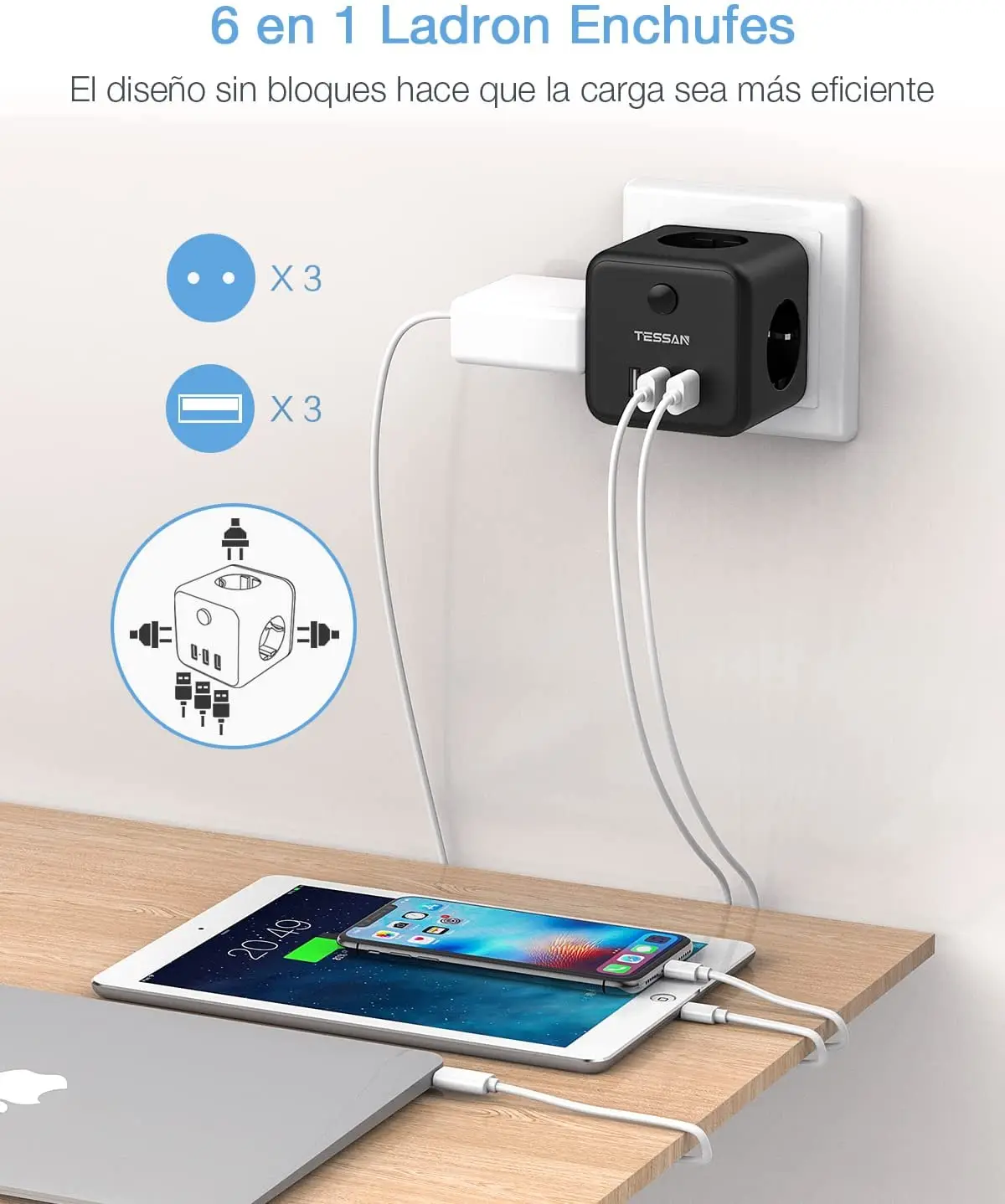 soquete cubo de energia com 3 tomadas