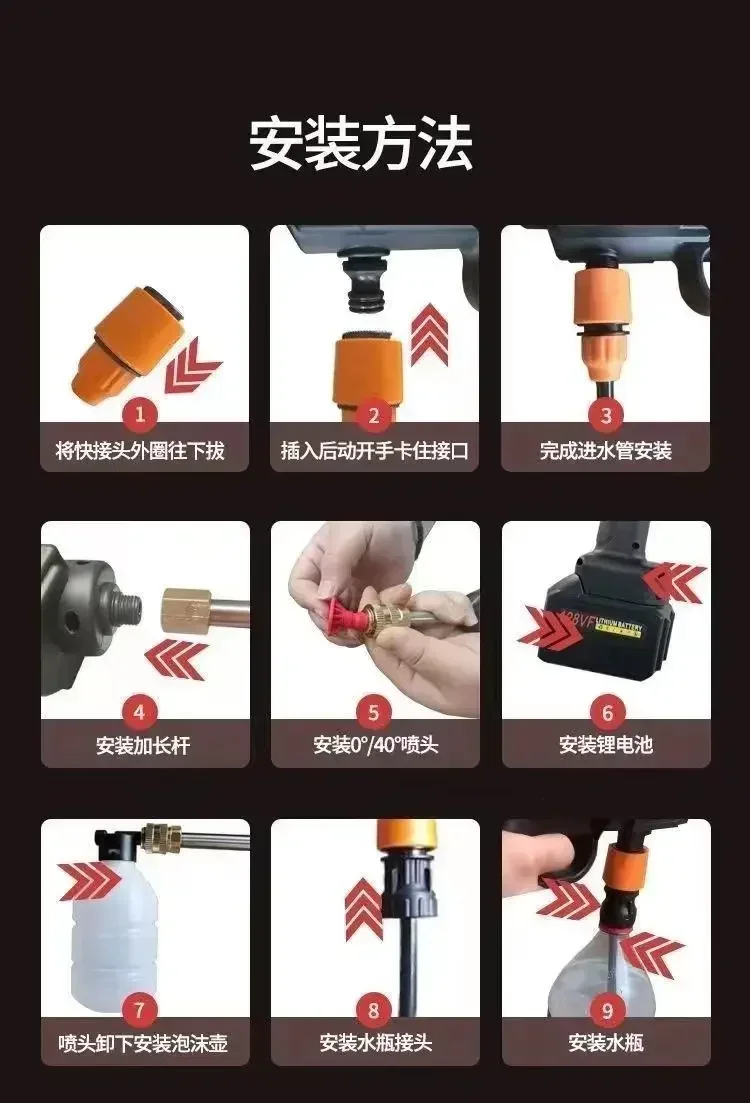 Wireless High-pressure Water Gun Household Portable Multifunctional Cleaning Machine Tool Pesticide Spraying Car Washing 24V 5