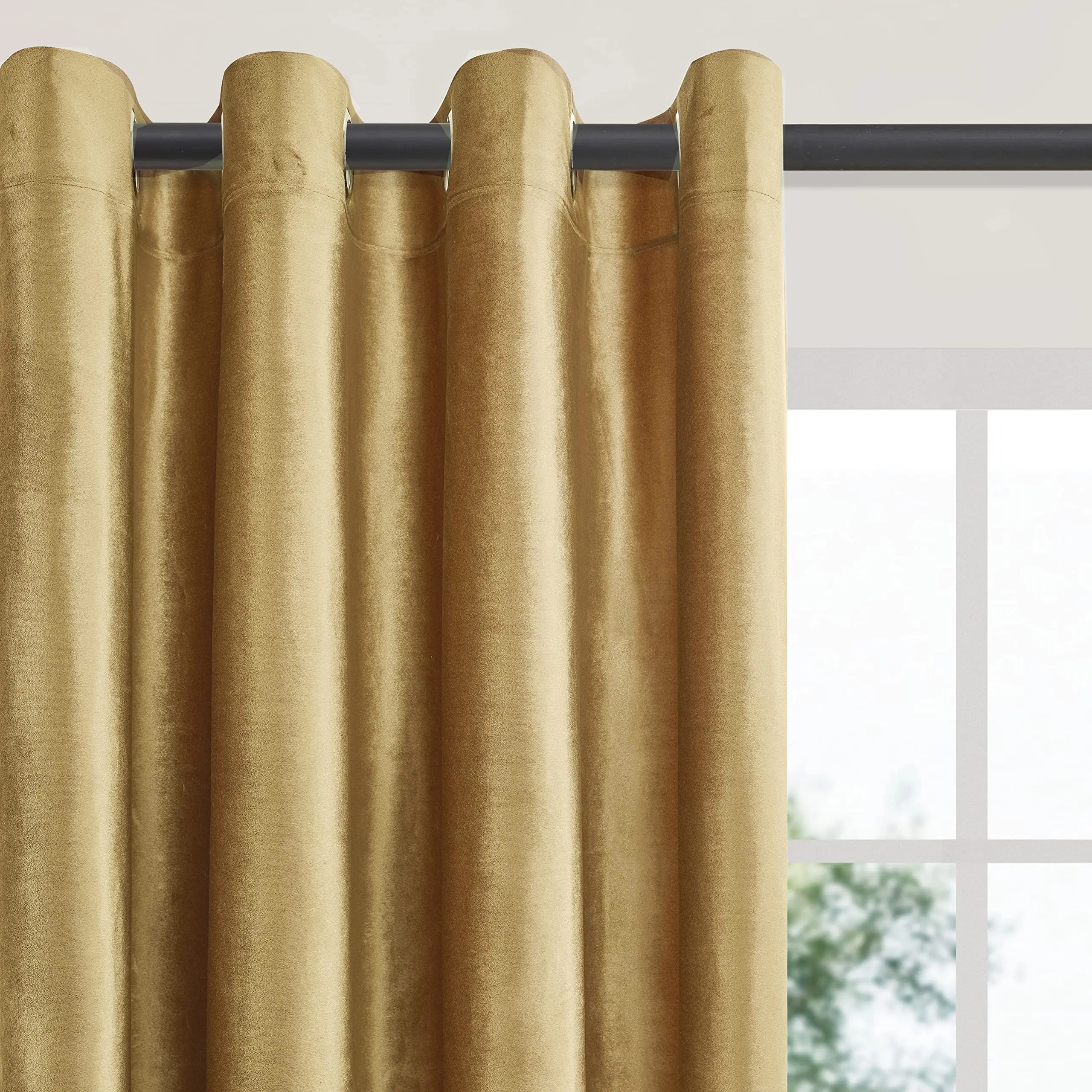 Luxurious Gold Velvet Blackout Curtains - Elegant Thermal Insulated Privacy Drapes for Living Room and Bedroom Decor