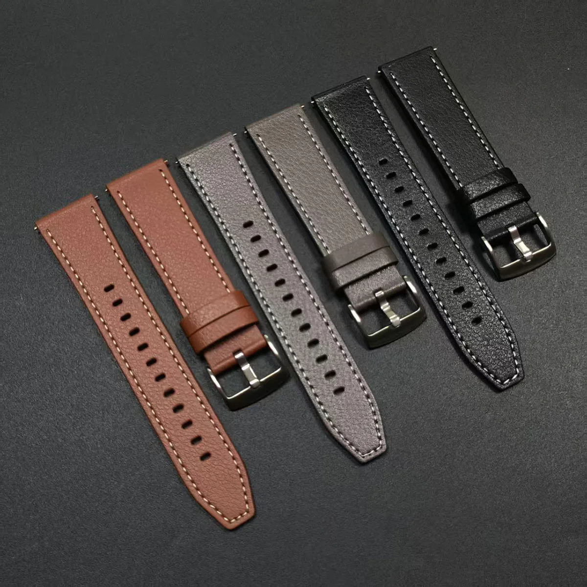 Premium Leather Sports Watchband Bracelet, 20mm/22mm Width