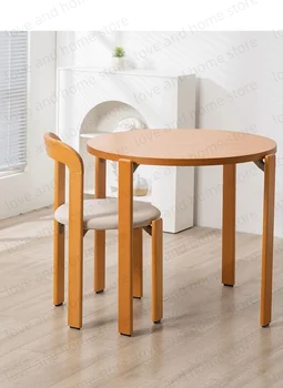 Round Solid Wood Beech Leg Nordic Rey Home Dining Table Aluminum Connector