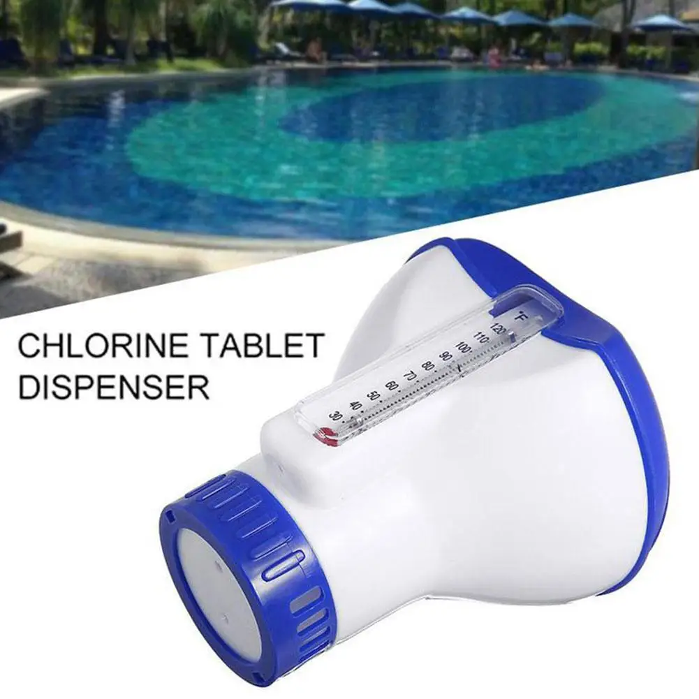 Swimming Pool Accessory Swimming Pool Floating Dose Dispenser with Thermometer Outdoor Bathtub Chemical Chlorine Dispenser