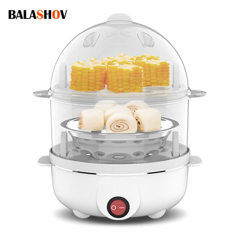  Electric Egg Cooker Double Multifunction Layers Egg Boiler Corn Milk Rapid Breakfast Cooking Egg Steamer Appliances Kitchen 