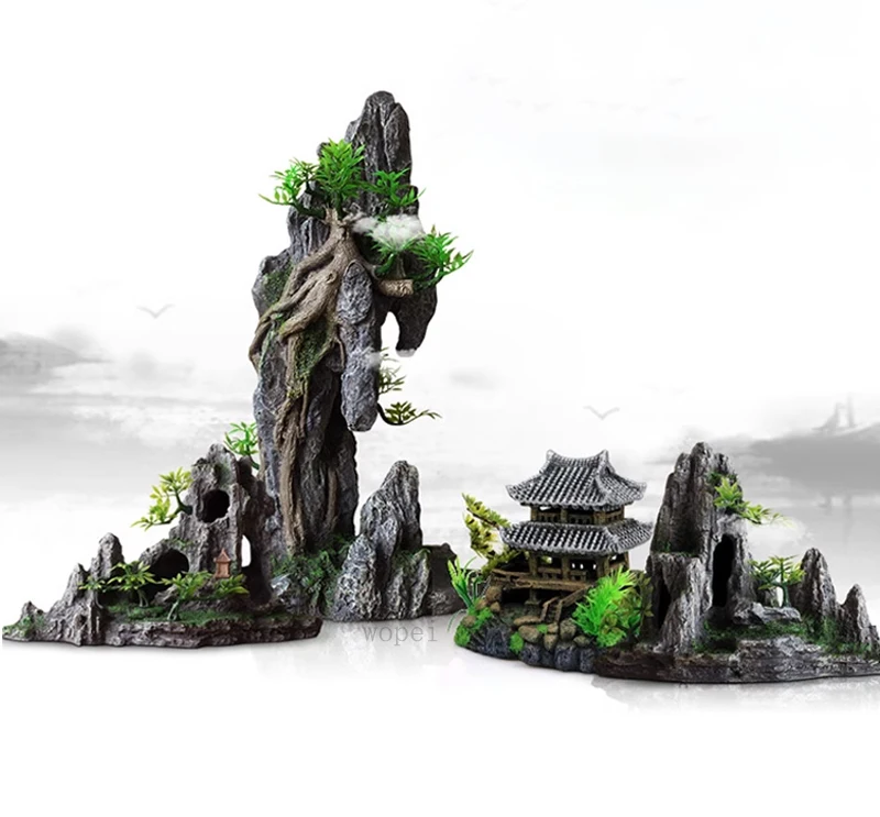 Title 18, Plant rockery multi-style aquarium decorations,...