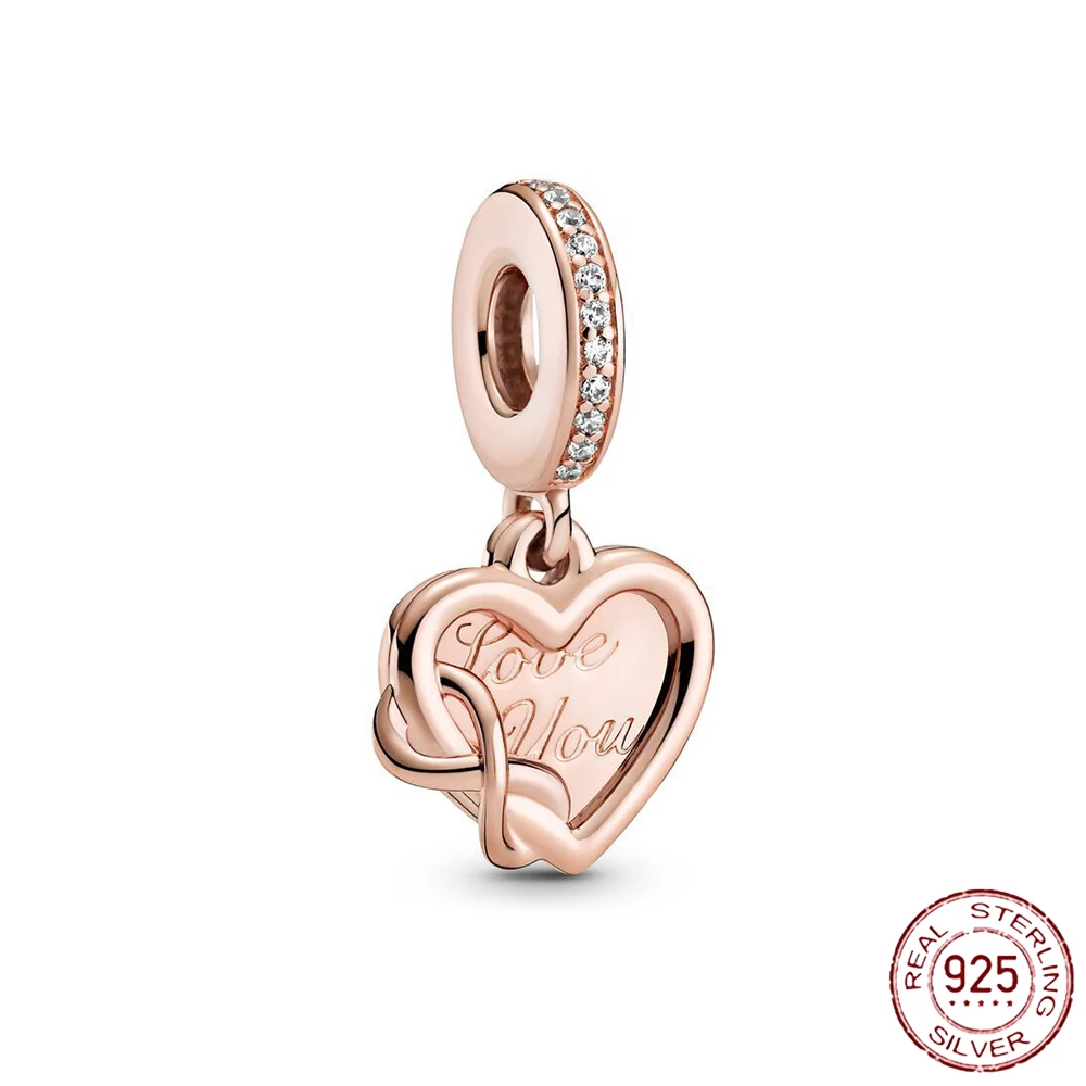 2022 New 925 Sterling Silver circular Beaded Golden Heart-Shaped Birthday Candle Charm Fit Original Pandora Bracelet DIY Jewelry mens rings