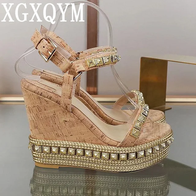 gold platform wedges