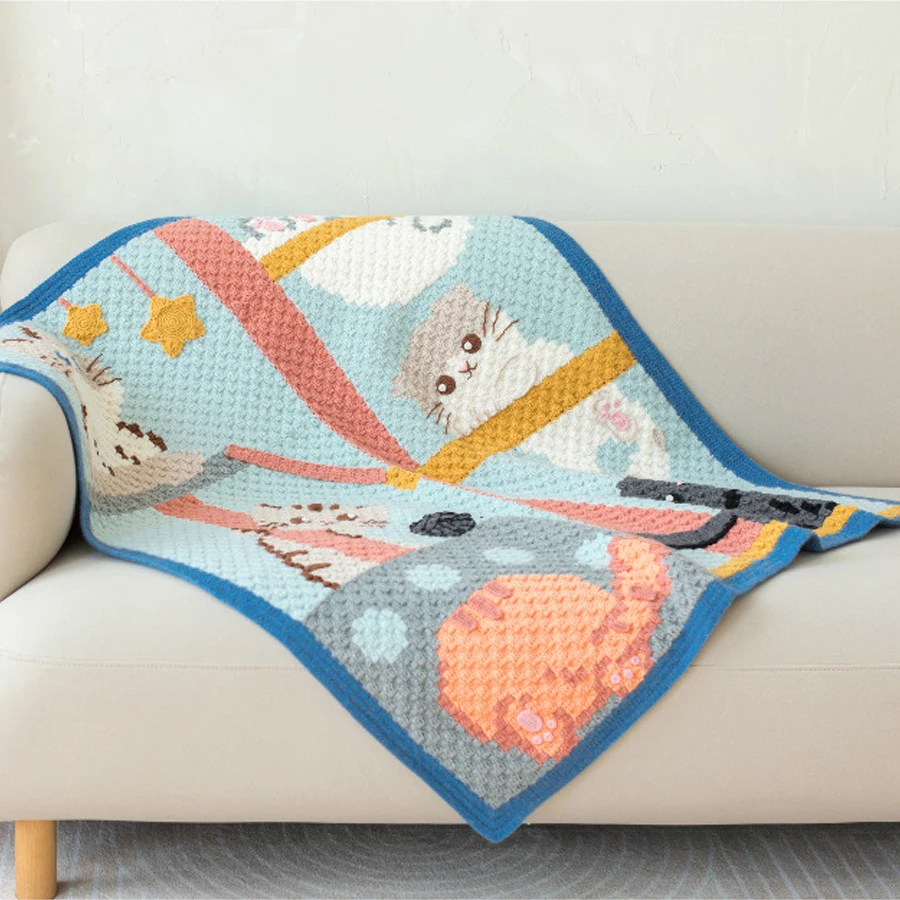 

Susan's Family DIY набор для вязания крючком для Pros The Cat Pixel, одеяло, материал, посылка, вязаное крючком одеяло, комплект