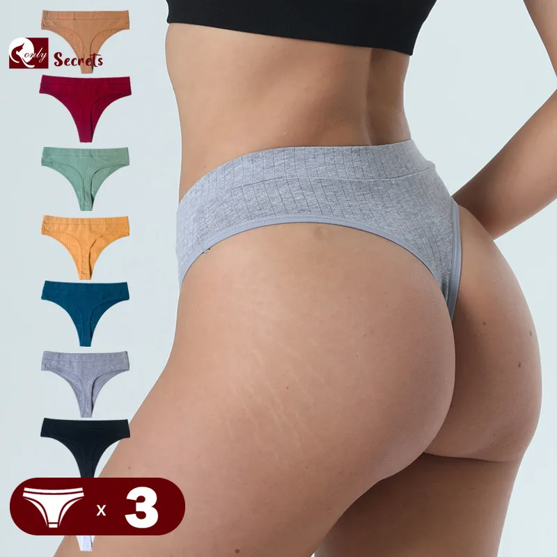 

3 шт./партия, женские хлопковые трусики-стринги с низкой посадкой