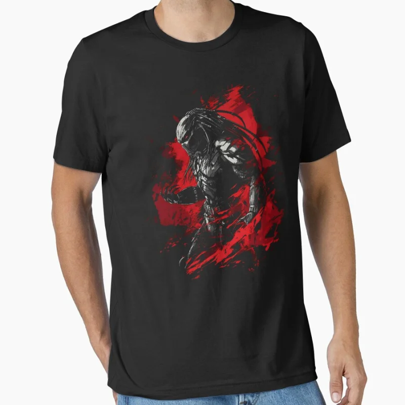 Predator 80er Jahre Horror Science Fi The Monster Hunter Alien bedrucktes T-Shirt für Männer 100 % Baumwolle große Größe Erwachsene Tops S-6XL