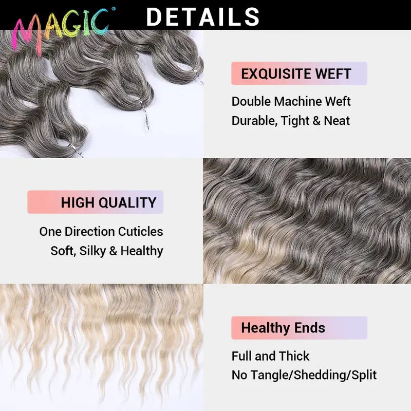 Anna Synthetic Hair 24 Inch Water Wave Braiding Hair Extensions Ombre Blonde Deep Wave Afro Curl Twist Crochet Hair for Women - Image 6