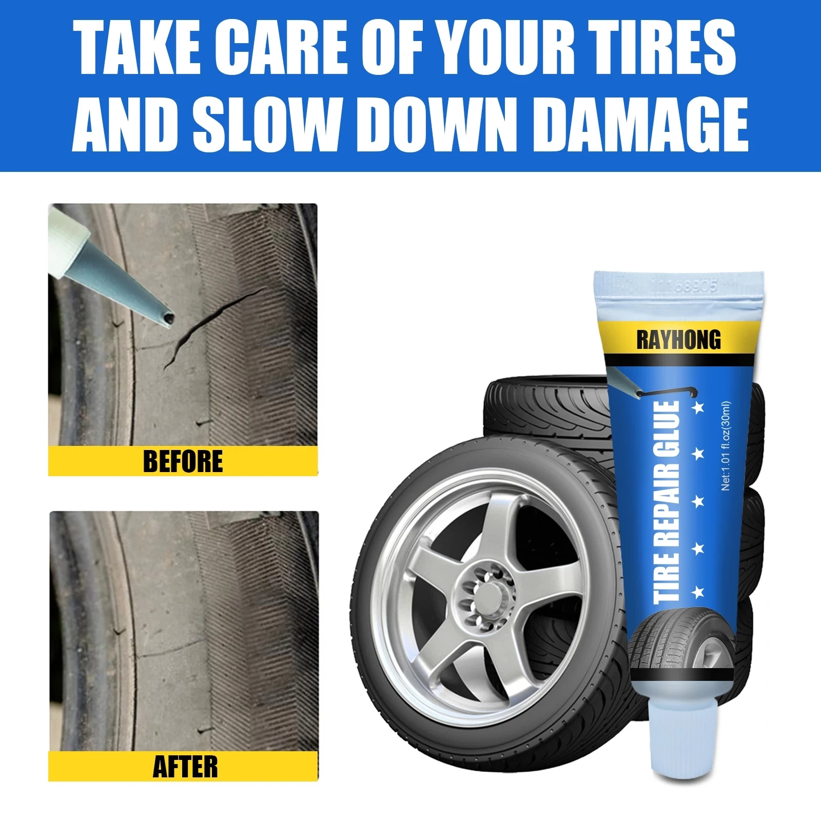 Pegamento superadhesivo para reparación de neumáticos de coche