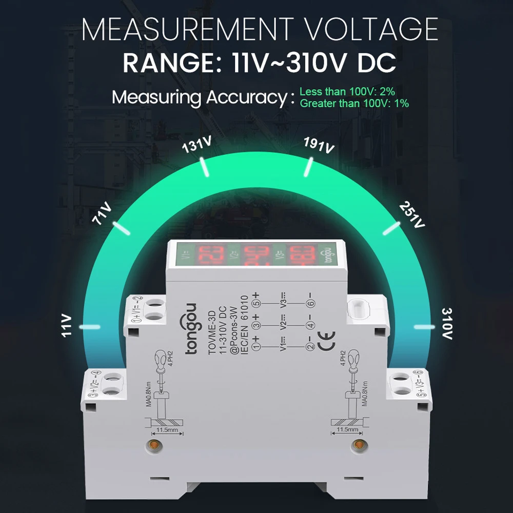 Compact Direct Current Voltage Meter DC11V-310V Intelligent LED Digital Display
