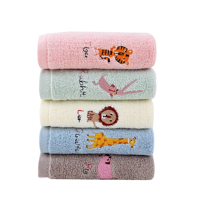 Cotton Small Square Towel 25*25 Cartoon Embroidered Plain Hook Children's Square Towel Kindergarten Baby 3Pcs/Set cotton towel,square towel