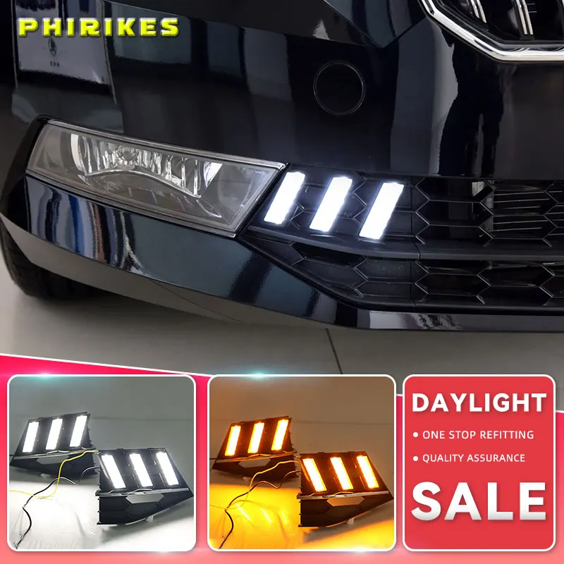 

For Skoda Superb 2016-2018,Super Brightness Waterproof ABS Car DRL 12V LED Daytime Running Light With Fog Lamp Cover