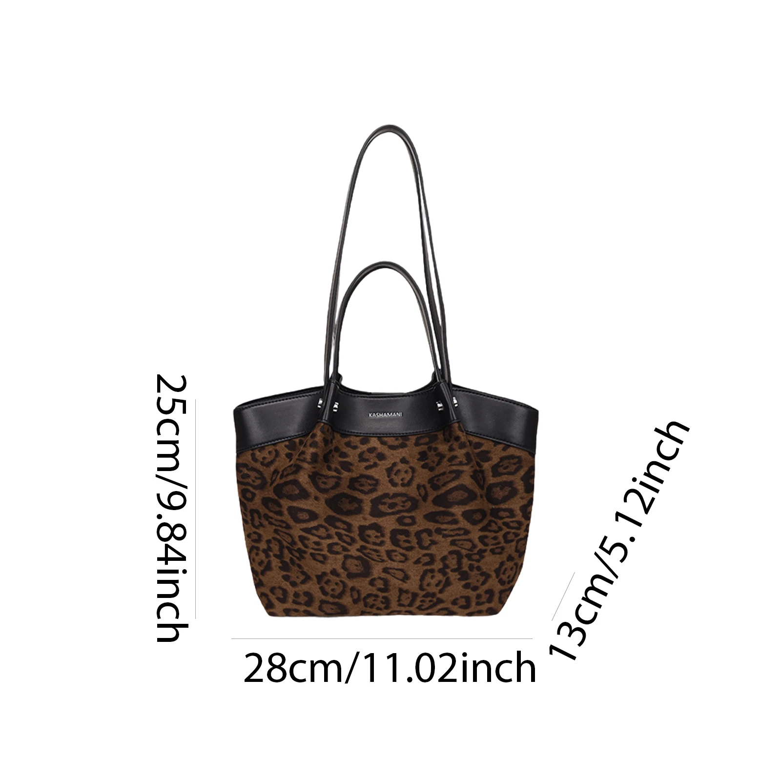 Women Girls Faux Suede Leopard Print Underarm Shoulder Bag Retro Tote Bag Shoulder Tote Purse for Travel Shopping Work Daily Use
