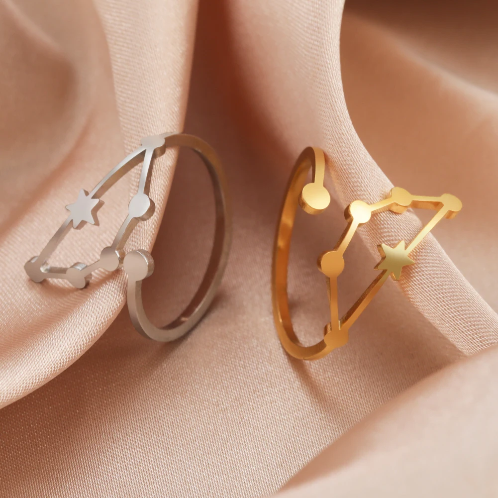 Anello Costellazioni Acciaio Inossidabile - Segno Zodiacale, Lucido A Specchio - Foto 4