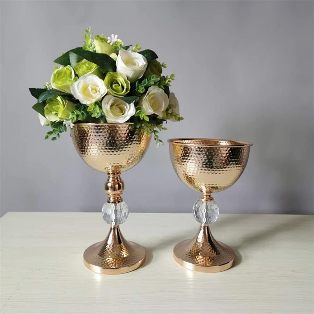 Gold Vase Metal Tabletop Pot Flower Road Lead Wedding Table Centerpiece Flowers Vases For Home Party Decoration