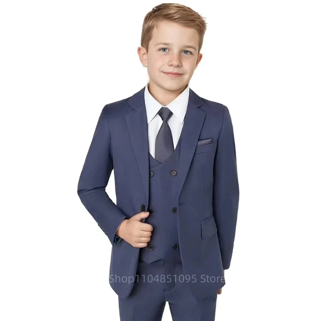 3 Piece Gray Boys Suit Fashion Design Jacket Pants Vest - Kids Tuxedo for Wedding Graduation Stage Performance Formal Outfit