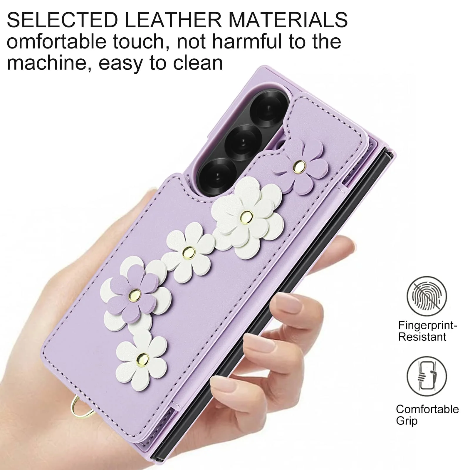 Floral Crossbody Wallet Phone Case with Card Holder & Magnetic Kickstand - Shockproof Design