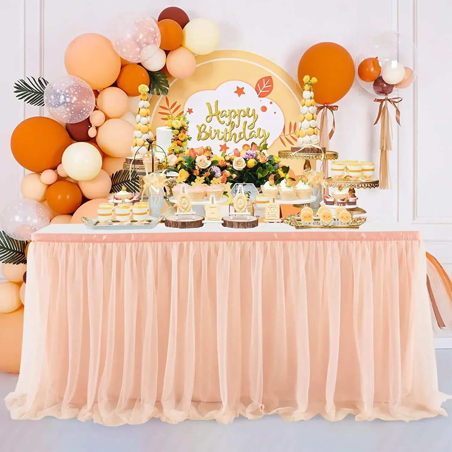 4FT/6FT/9FT Purple Tulle Table Skirt Wedding Party Tutu Tableware Cloth Baby Shower Gender Reveal Birthday Party Home Decoration