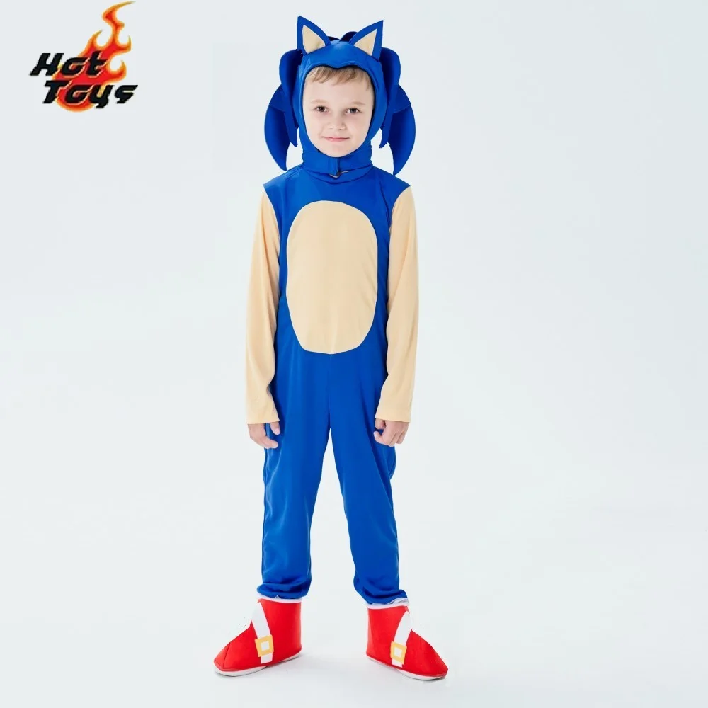 Hot Toys Kid Anime Game Sonic Superhero Cosplay Costume Children's Hedgehog Zentai Halloween Party Performance Bodysuit