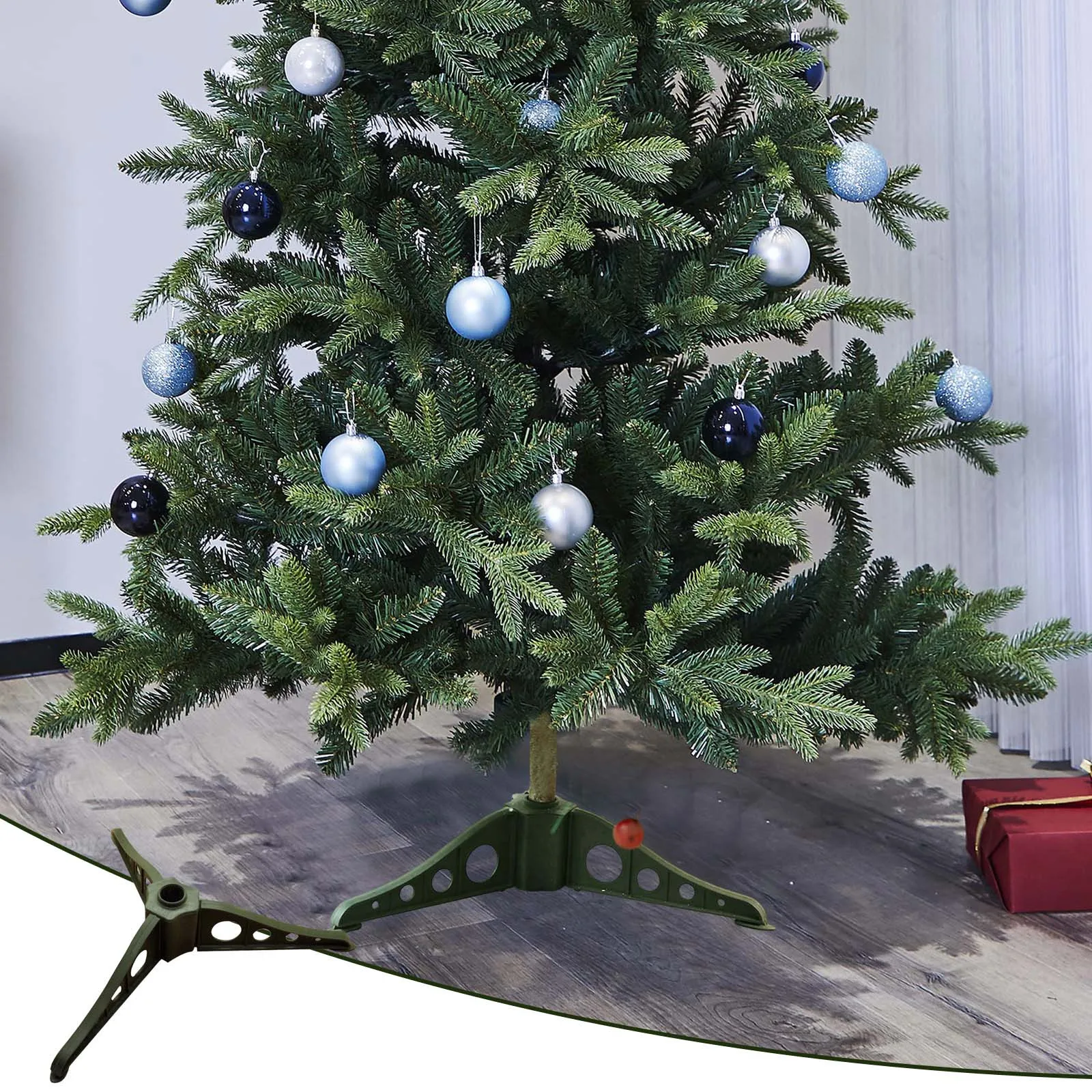 Christmas Tree Stand Base Artificial Christmas Tree Base Detachable Green Xmas Holder Snowball Ornament Fat Lady Sculpture