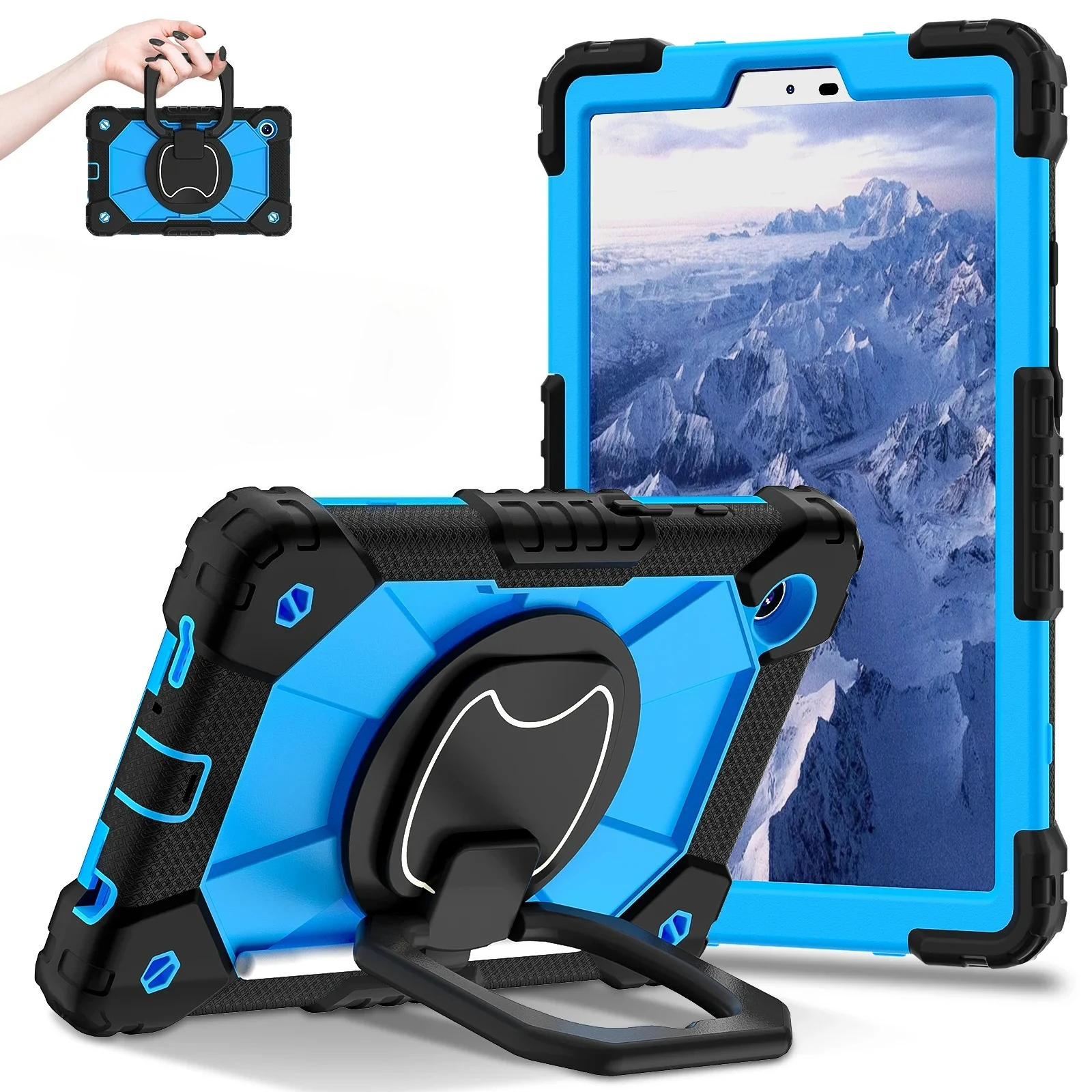 Heavy Duty Armor Case with 360° Rotating Stand and Straps - Shockproof Cover