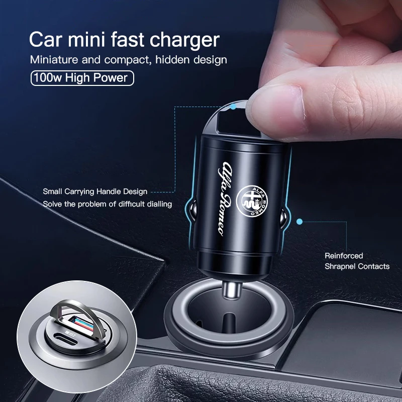 USB Type-C Fast Charging Car Charger with Hidden Convert Plug
