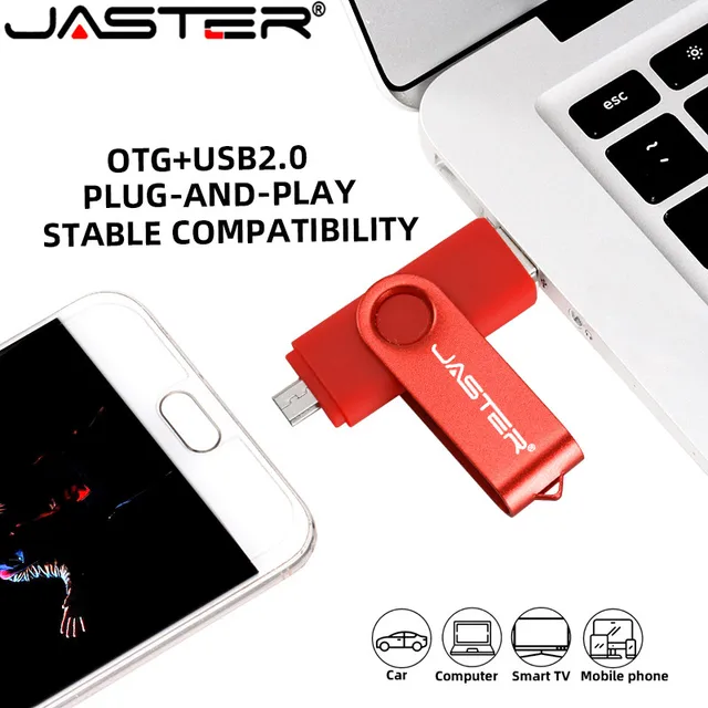 JASTER флеши баландсуръати USB OTG Pen Drive 64gb 32gb USB Stick 16гб гардонандаи қалам барои Android Micro/PC тӯҳфаи тиҷоратӣ 5