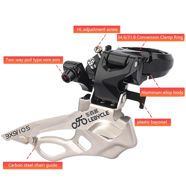Microshift Mezzo Dérailleur Avant Triple 7/8 Vitesses, 42/34/24T