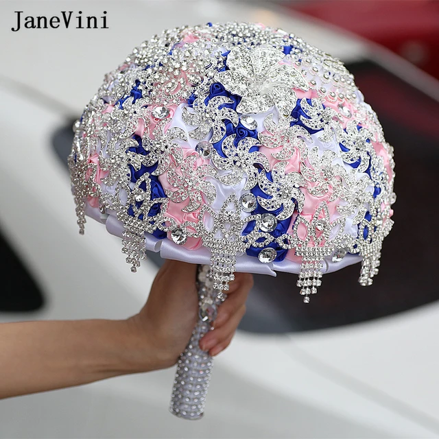 Youlapan Sf4 Gorgeous Wedding Flowers Bridal Bouquets Crystal Sparkle Royal  Bule Silk Rose Bridal Bouquet Holders With Tassel - Wedding Bouquet -  AliExpress