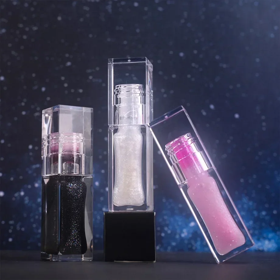 3-color Private Label Color-changing Lip Oil Custom Logo 6ml Transparent Square Tube Pearlescent Clear Lipgloss Makeup Wholesale 2