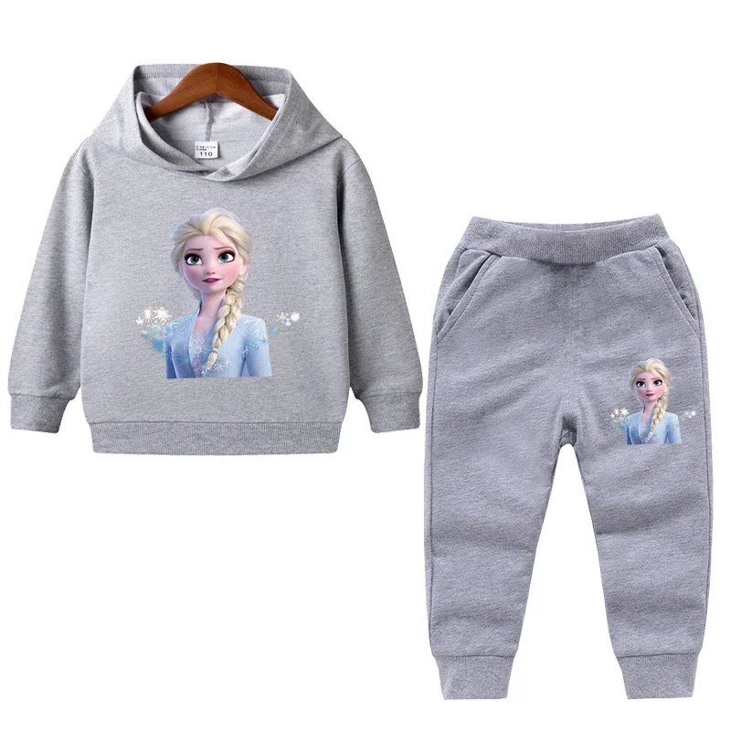 thumbnail image 1 of Ropa de primavera para niños, suéter de manga larga con capucha y pantalón de Frozen Elsa para niñas, conjuntos de 2 piezas, ropa para niñas pequeñas, 1 of 5