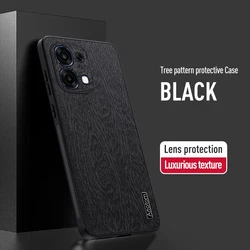 Premium Tree Grain Leather Phone Case - Enhanced Protection Cover - OPPO A6 Pro (Black)