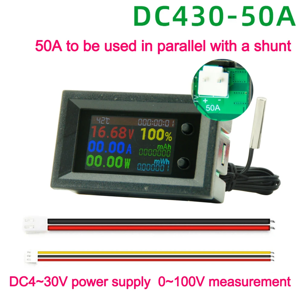 Description Picture 3 of item10A 50A 100A Battery Tester Multifunctional Battery Meter Current Voltage Power Energy Consumption Capacity Test Instruments