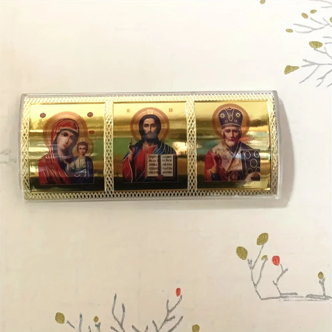 Wood Icon Decoration Wood Icon Plaque Orthodox Icons St. Andrew Square Catholic Church Utensils Christ Figures Christmas Maria Jesus Cross