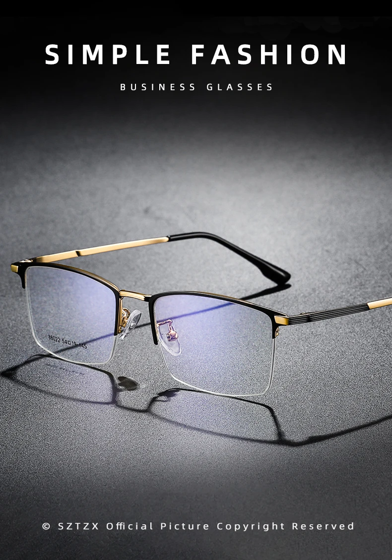 SZTZX Männer Business Halbrahmen Lesebrille Photochrome Anti Blue Ray Myopie Brille Hyperopie Brillen Rahmen – Detail 6