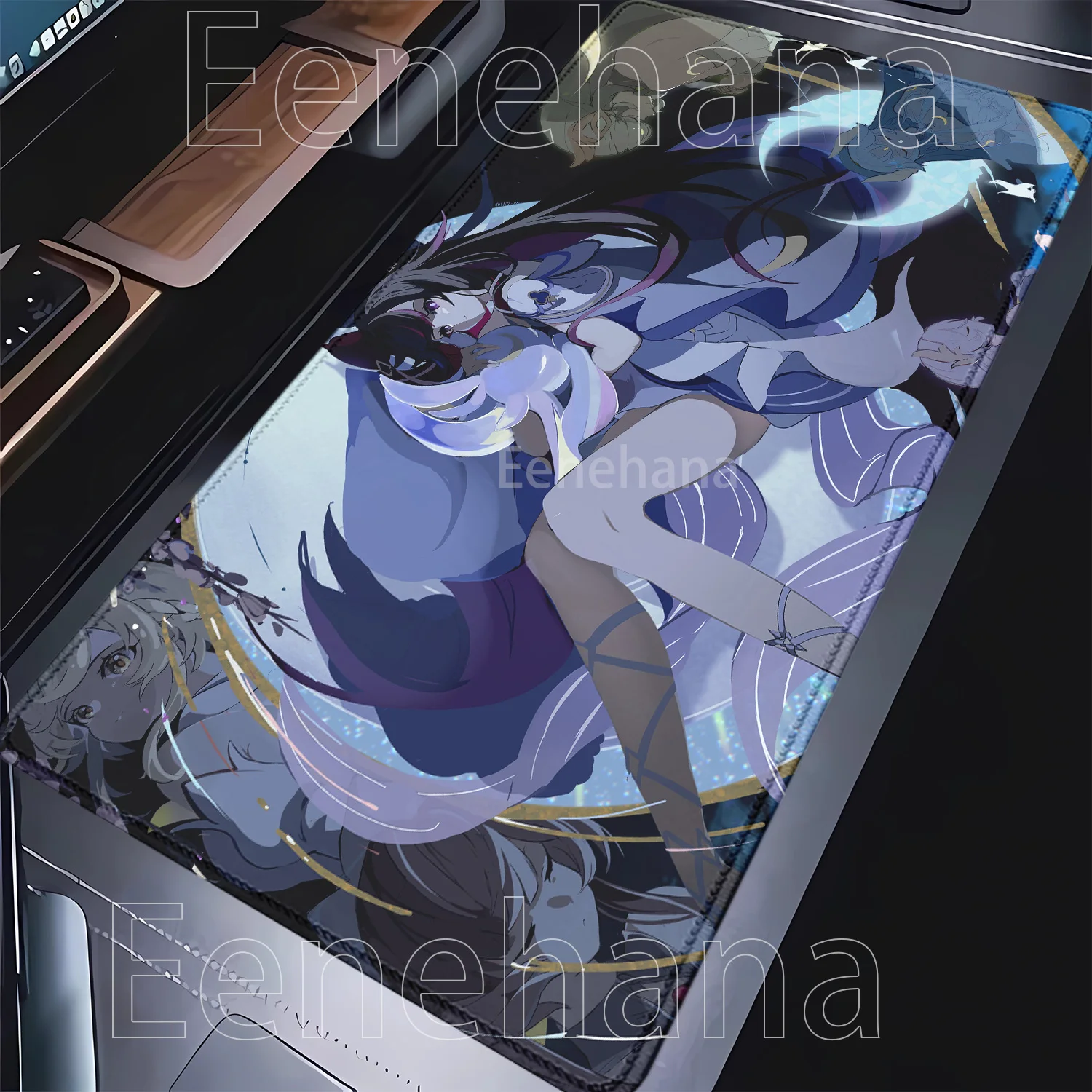 Genshin Impact Anime Kawaii Girl Gaming Mouse Pad - HD Print Desk Mat, Rubber Office Carpet with Overlock Edges
