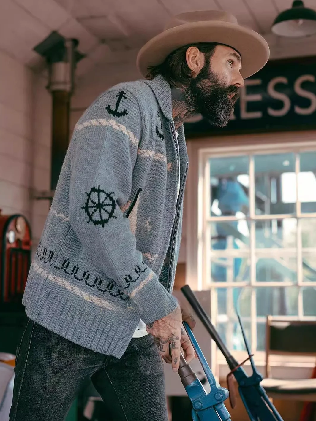 MTRobson American Retro Knitted Woolen Sweater Coat Thiened Winter Casual Wear with Ivy Collar Long Sve Knitwear