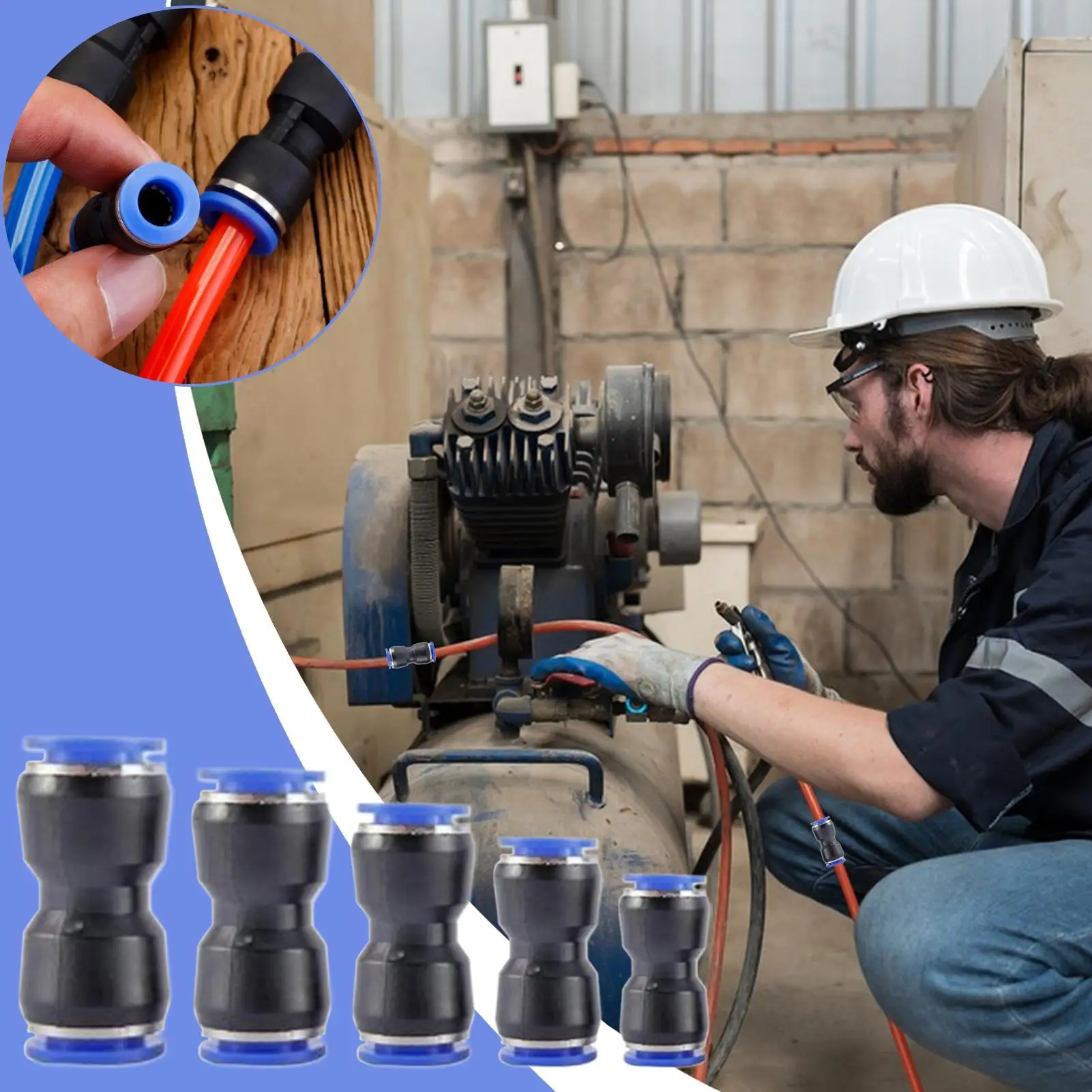 Push-to-connect Fittings 50 Pieces Push To Connect Air Fittings High-Pressure Resistant Compressor Tube Accessories Couplers For