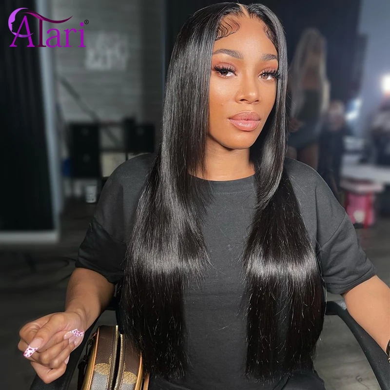 Perruque Lace Closure Wig Naturelle Lisse Blond à Reflets, 5x5, 13x4, 13x6, Pre-Plucked, pour Femme Africaine